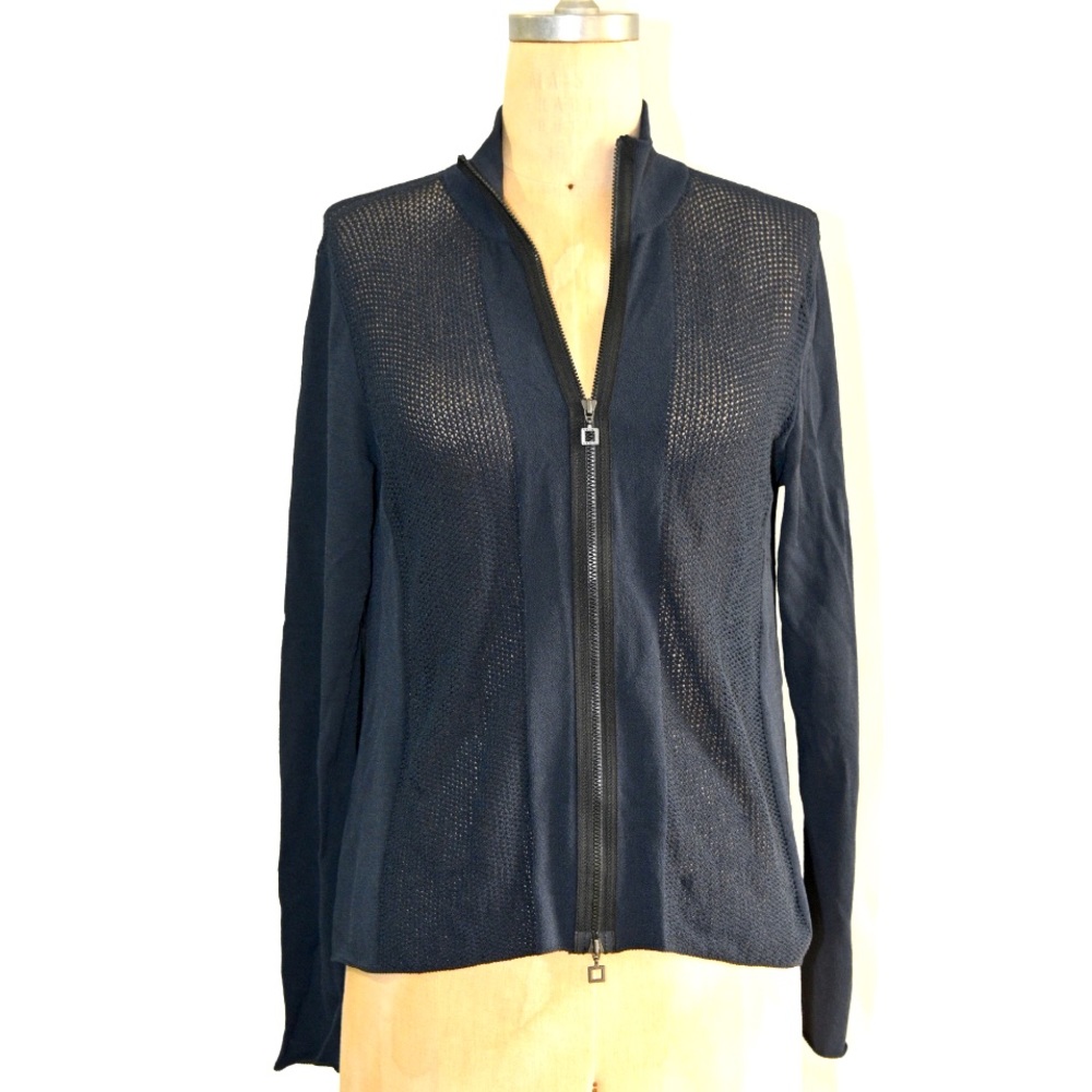 🛑 SOLD
Sarah Pacini Navy Mesh Crop Cardigan